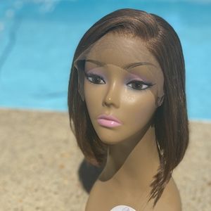Honey brown lace frontal bob wig